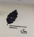 3D Leaf Wooden Wall Clock Black Golden Hands
