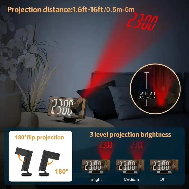 LED Alarm Clock Projector